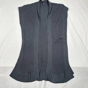 Eileen‎ Fisher S/M Longline Sleeveless Duster Cardigan Sweater Vest Dark Gray